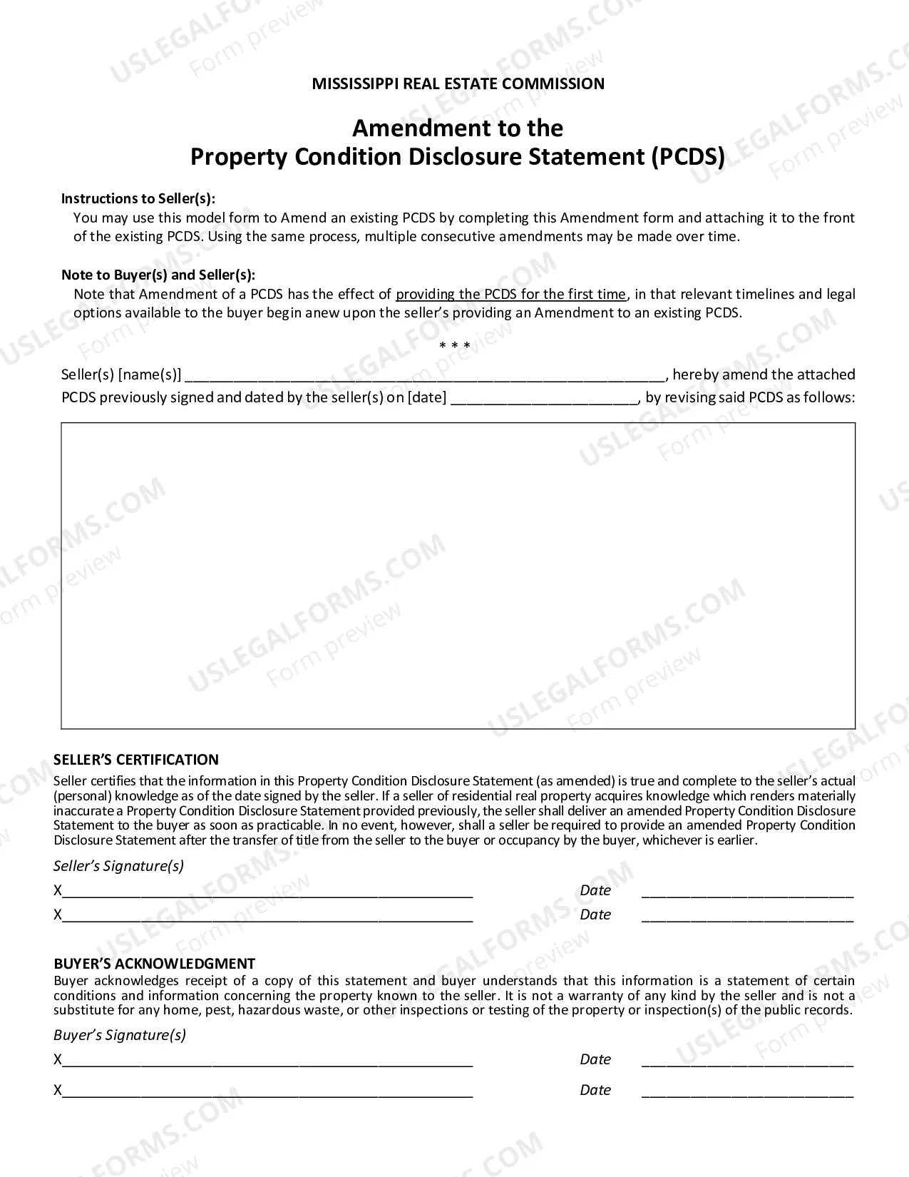Preview Residential Real Estate Sales Disclosure Statement