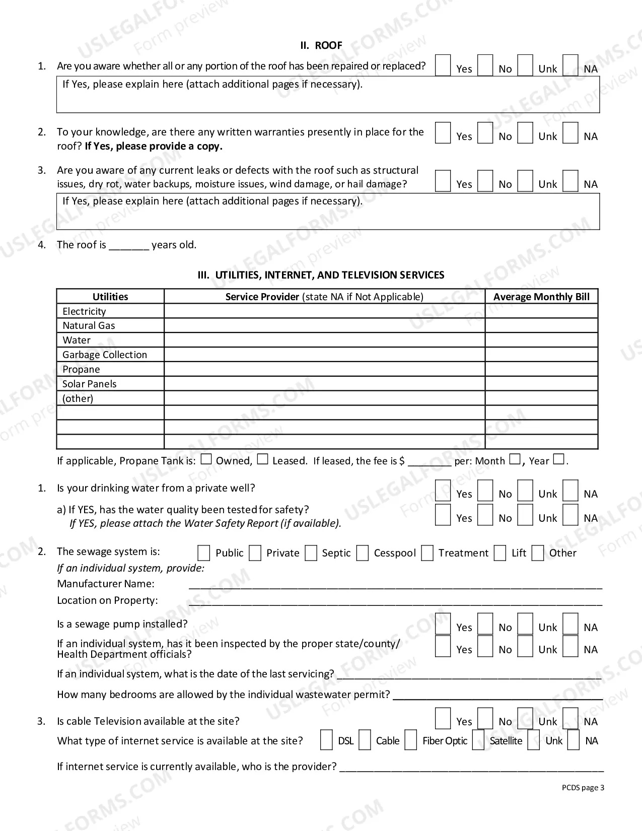 Preview Residential Real Estate Sales Disclosure Statement