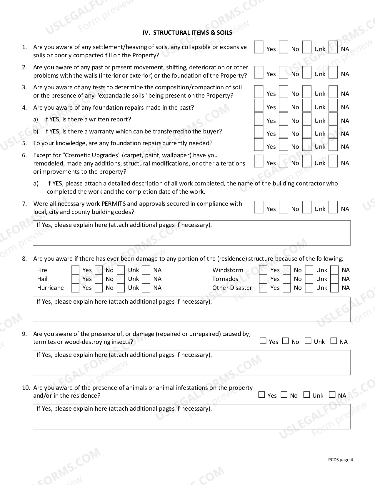 Preview Residential Real Estate Sales Disclosure Statement