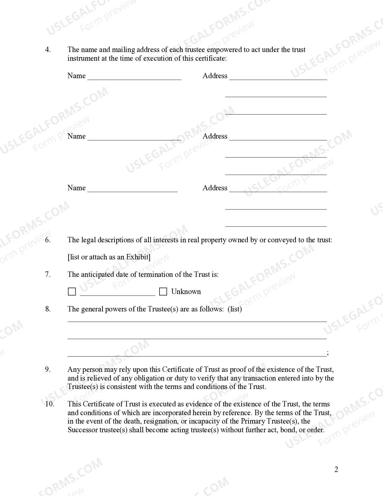 Preview Mississippi Certificate of Trust by Corporation