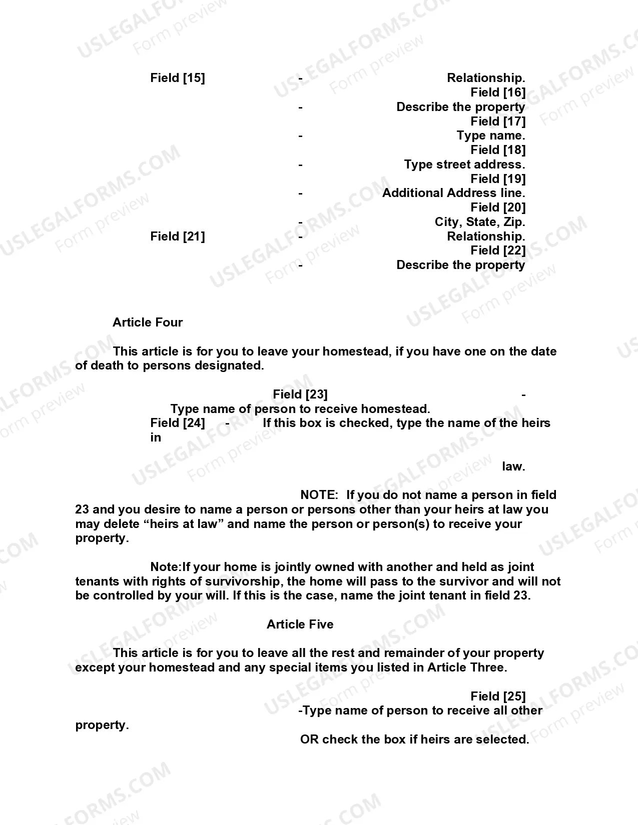 Preview Mutual Wills containing Last Will and Testaments for Man and Woman living together not Married with No Children