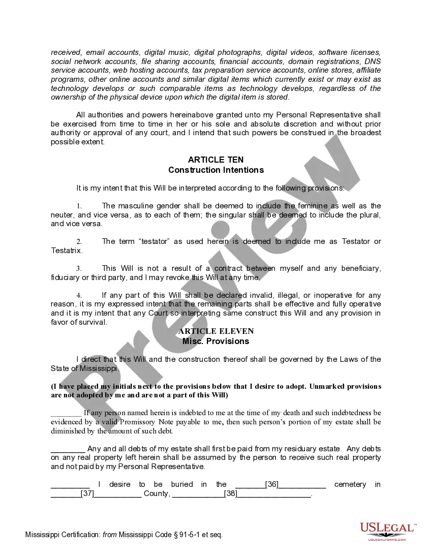 Preview Mutual Wills Package of Last Wills and Testaments for Man and Woman living together not Married with Adult Children