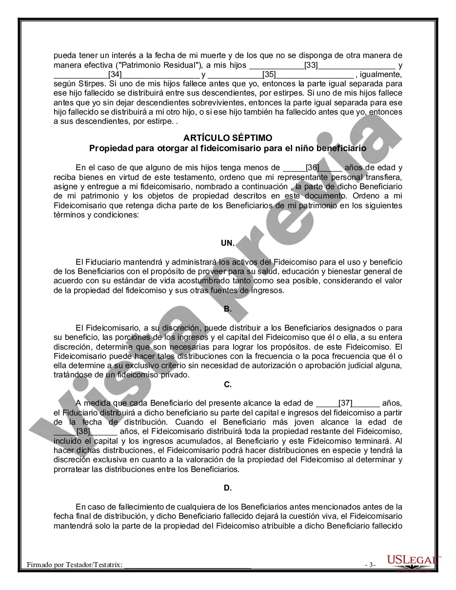 Preview Testamentos Mutuos o Últimas Voluntades y Testamentos para Personas Solteras que conviven con Hijos Menores