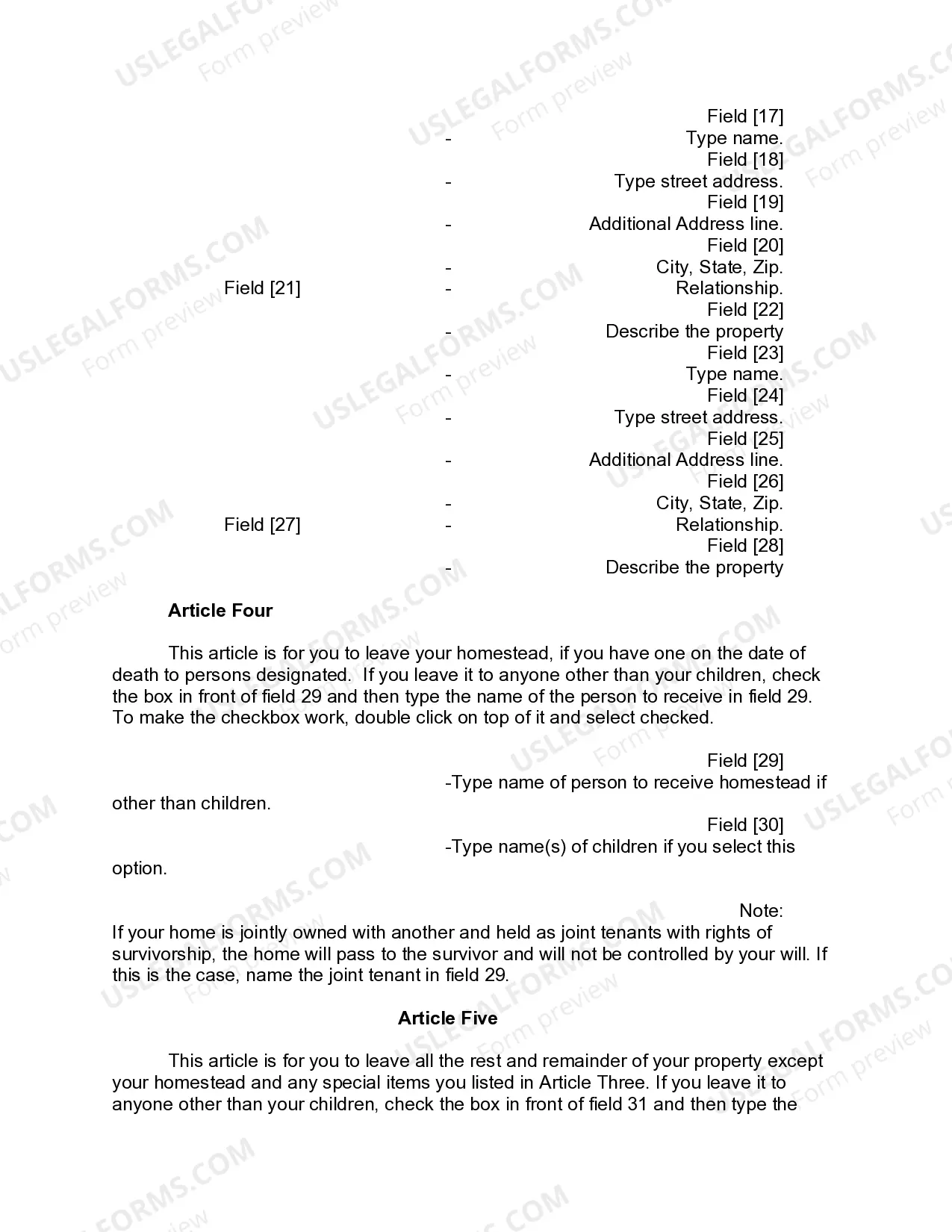Preview Mutual Wills or Last Will and Testaments for Man and Woman living together, not Married with Minor Children