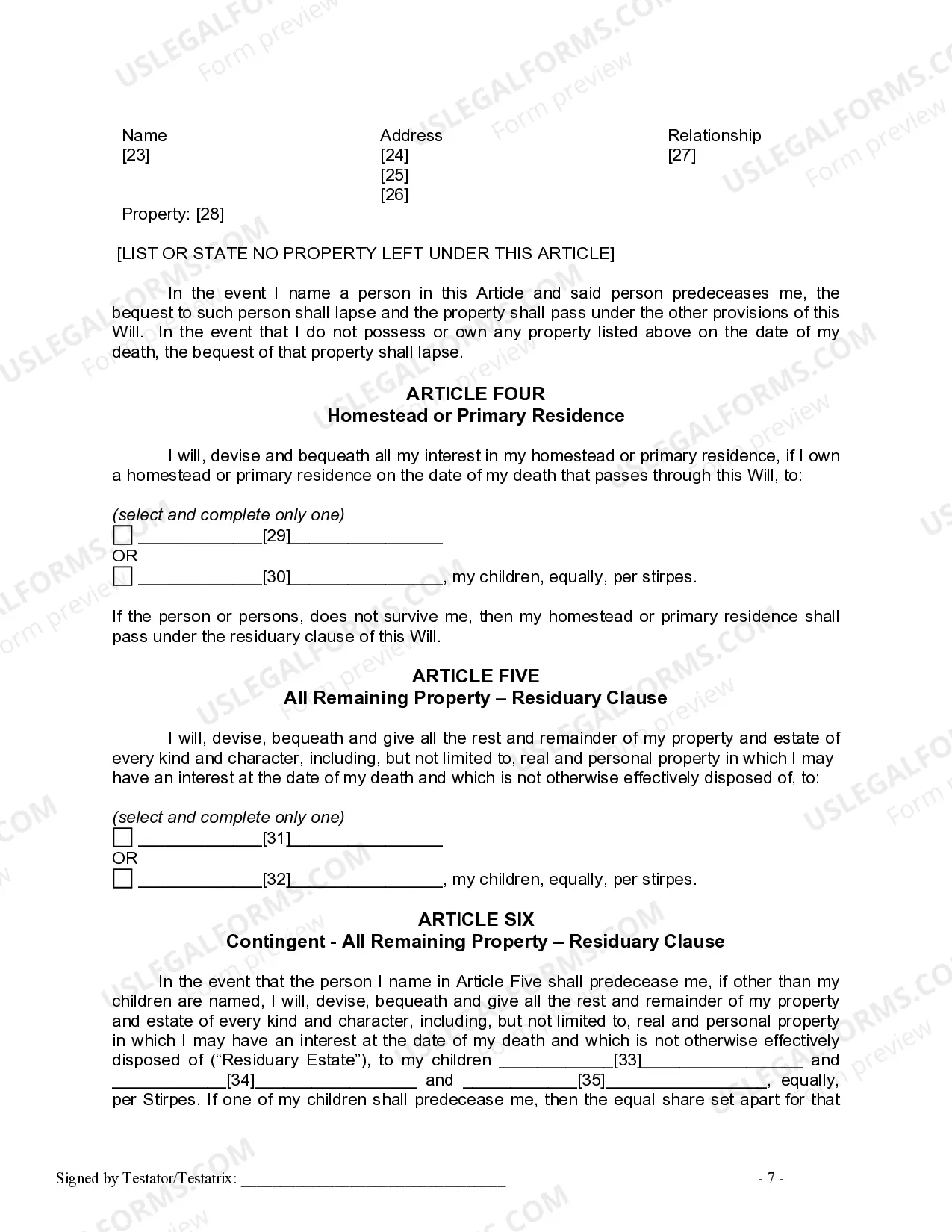 Preview Mutual Wills or Last Will and Testaments for Man and Woman living together, not Married with Minor Children