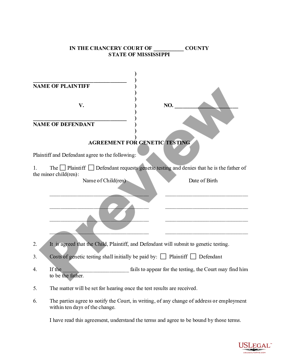 Mississippi Paternity Case Package - Paternity Case | US Legal Forms