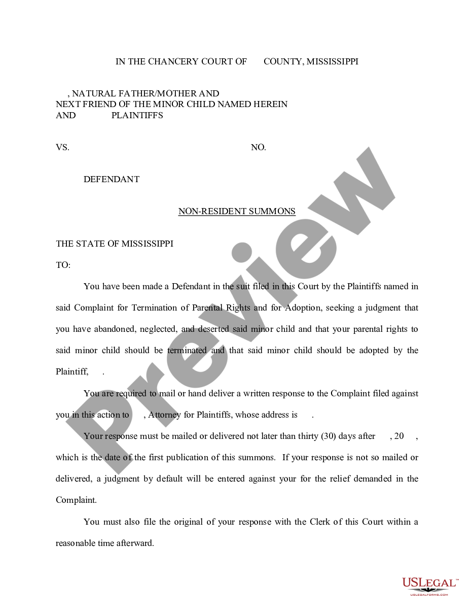 page 9 Complaint to Terminate Parental Rights and for Adoption of Minor Child preview