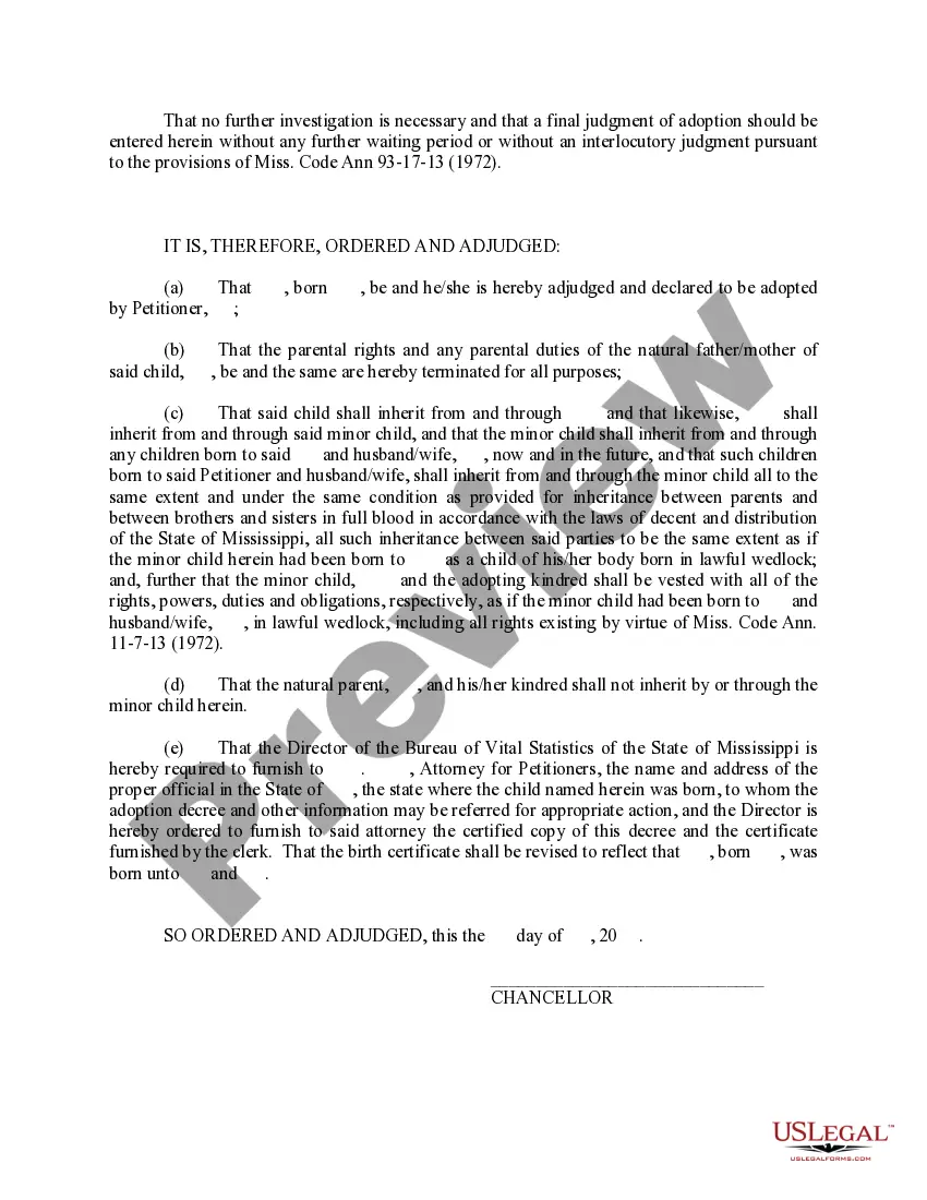 Preview Judgment of Adoption