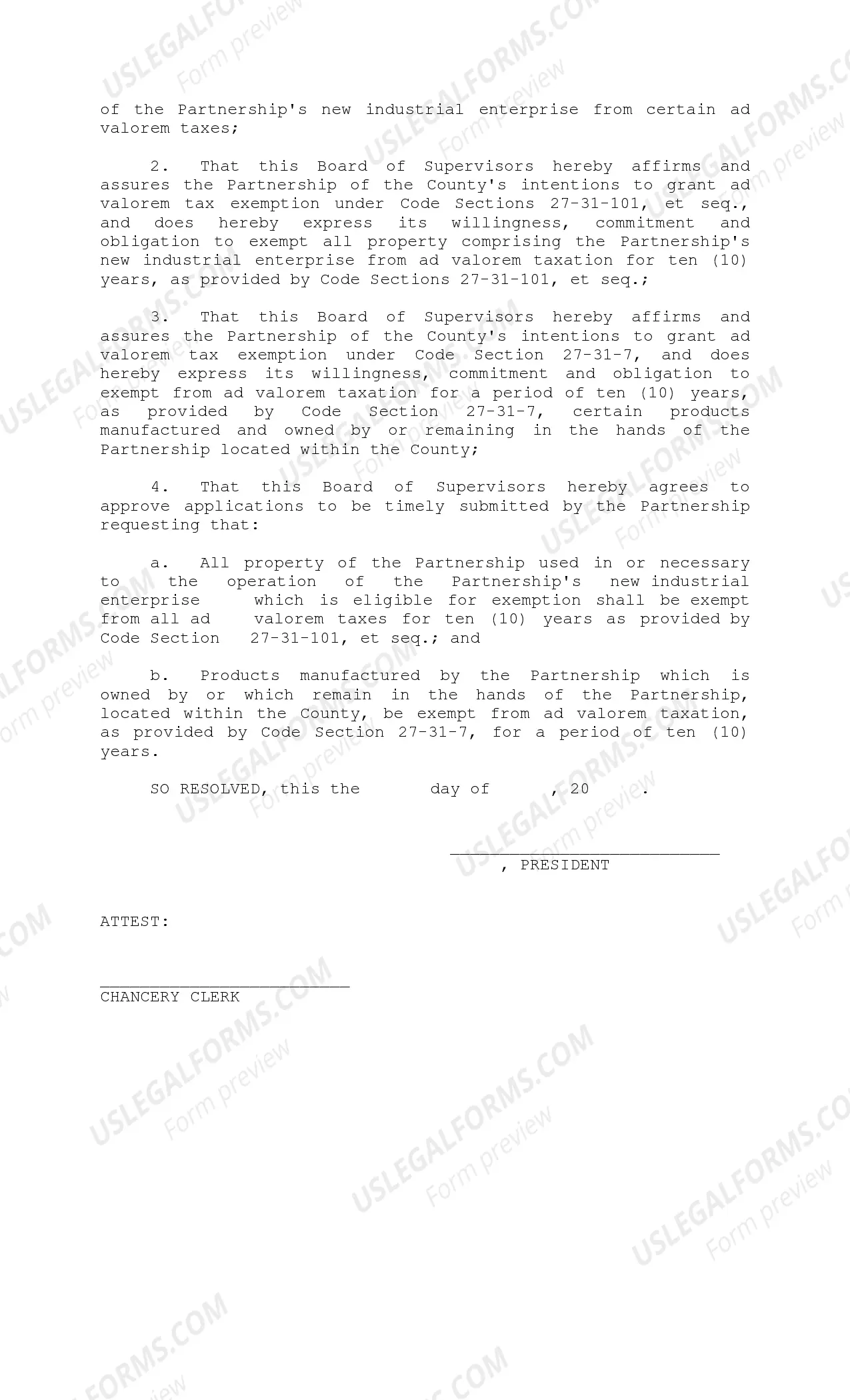 Preview Resolution of Intent to Grant Tax Exemption