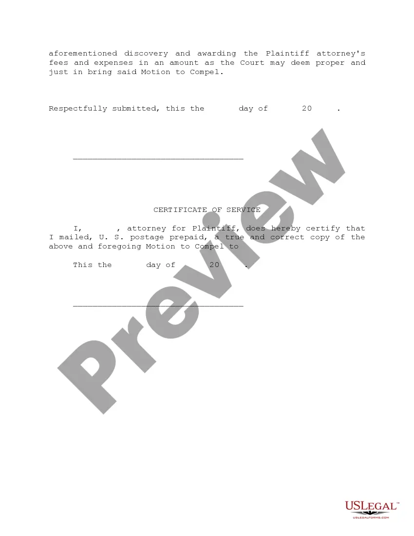 Get Motion to Compel and For Attorney's Fees and Expenses Preview Motion to Compel and For Attorney's Fees and Expenses