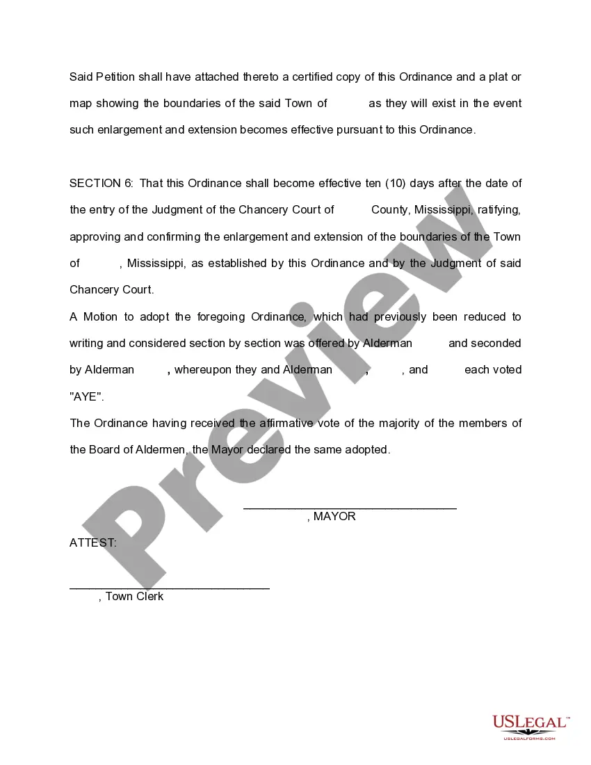 Preview Ordinance Extending Corporate Limits