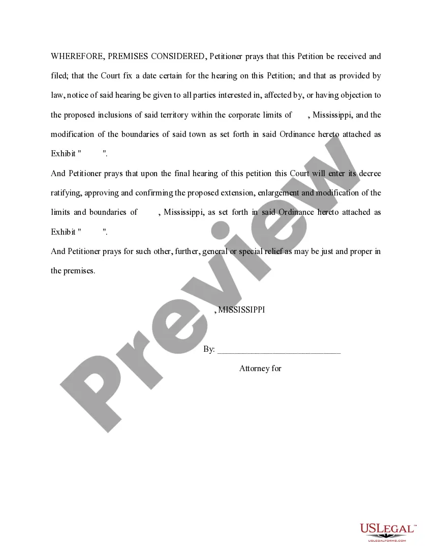 Preview Complaint for Ratification Approval and Confirmation of Ordinance Extending and Enlarging Boundaries