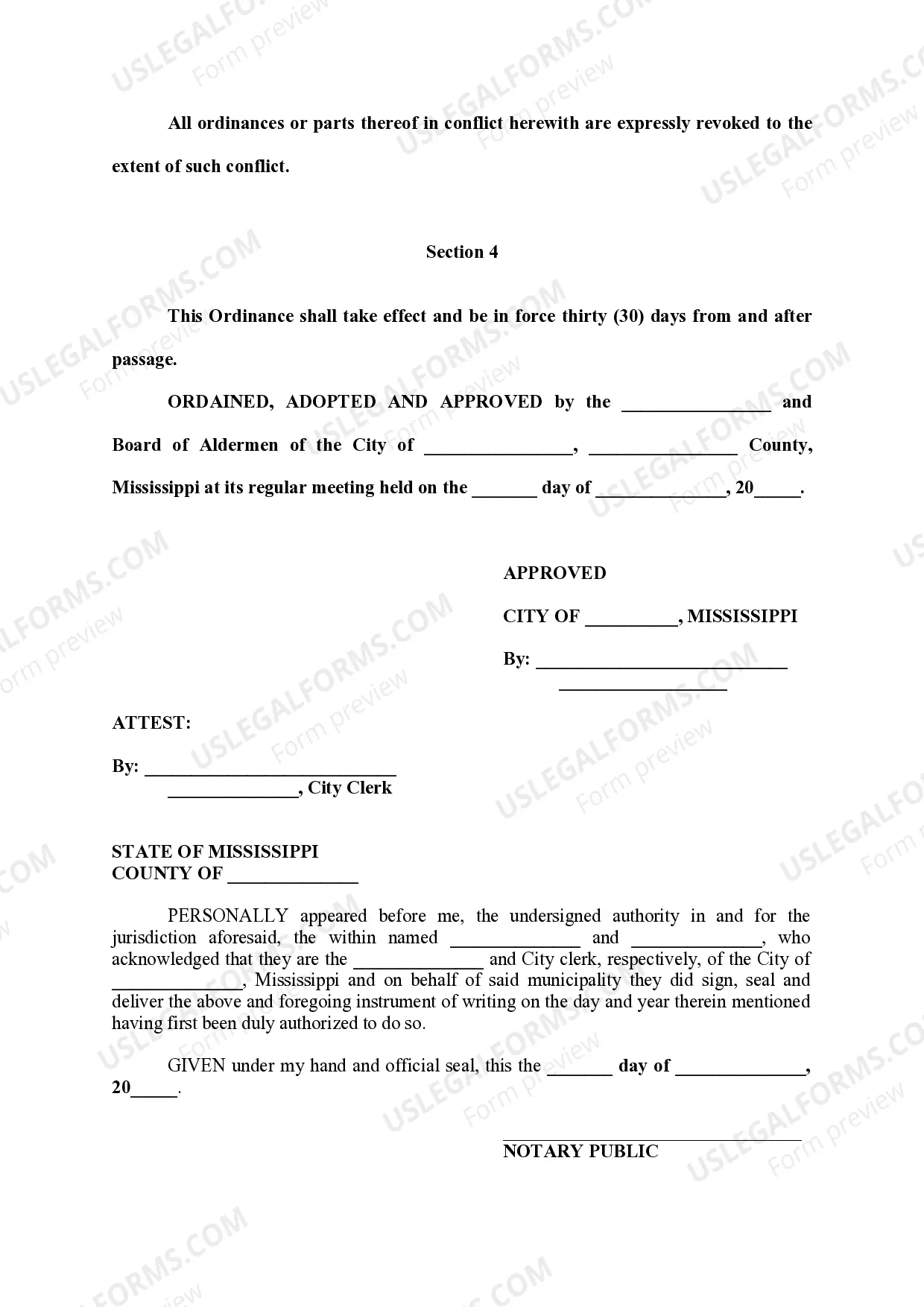 Preview Ordinance Vacating Unimproved Streets and Rights of Way