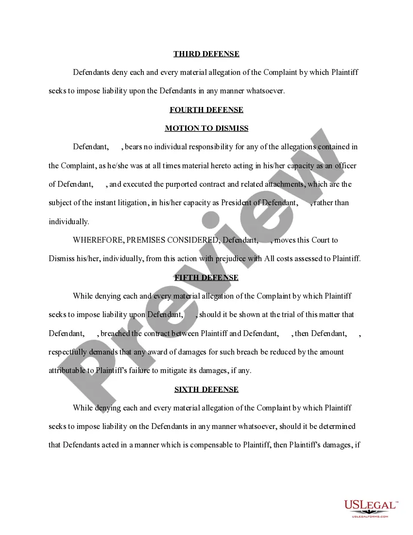 Preview Answer and Defenses