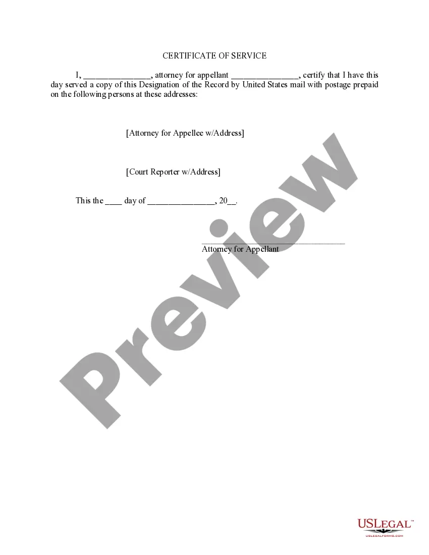 Preview Designation of the Record