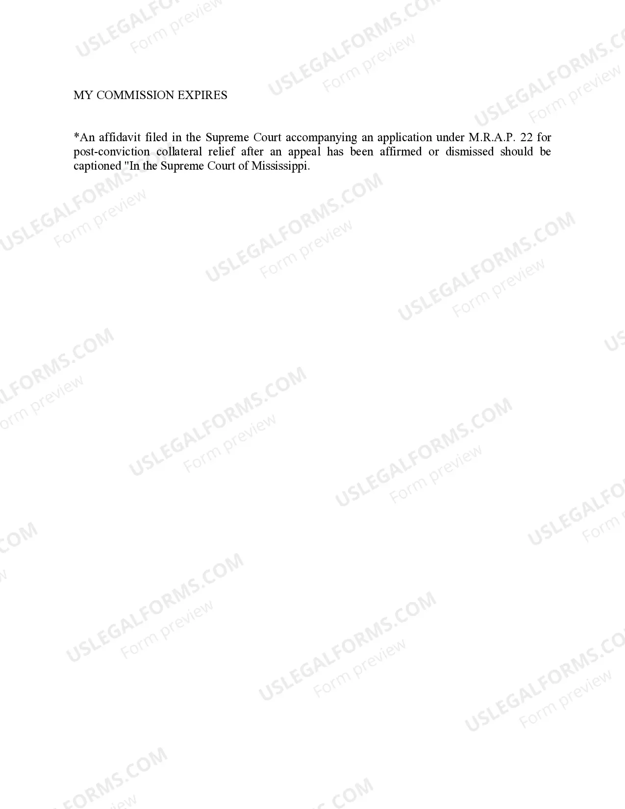 Preview Affidavit to Accompany Motion for Leave to Appeal in Forma Pauperis