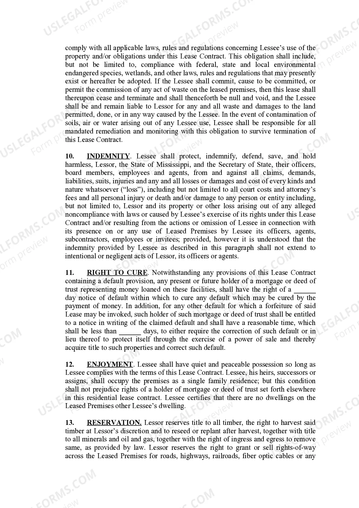 Preview 16th Section Public School Trust Lands Long Term Residential Lease Contract