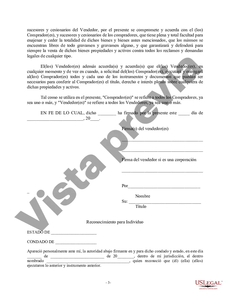 Preview Factura de venta en relación con la venta del negocio por parte del vendedor individual o corporativo