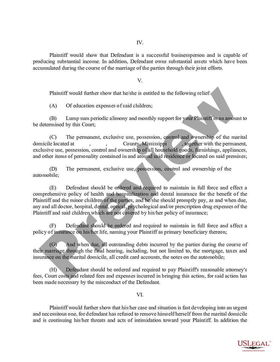 page 1 Amended Complaint for Divorce preview