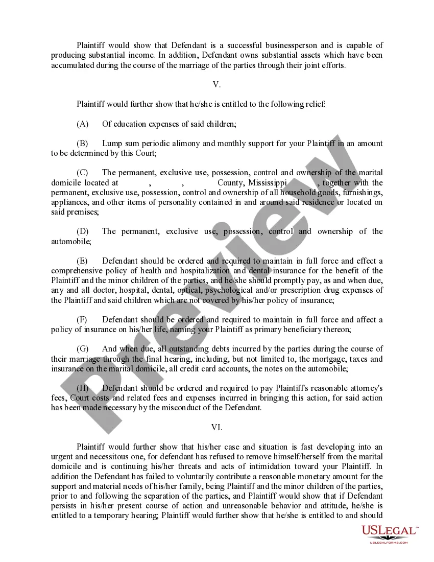 Preview Amended Complaint for Divorce