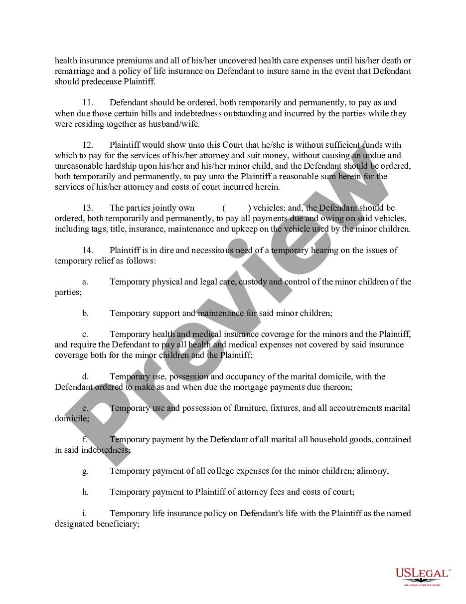 page 2 Complaint for Divorce preview