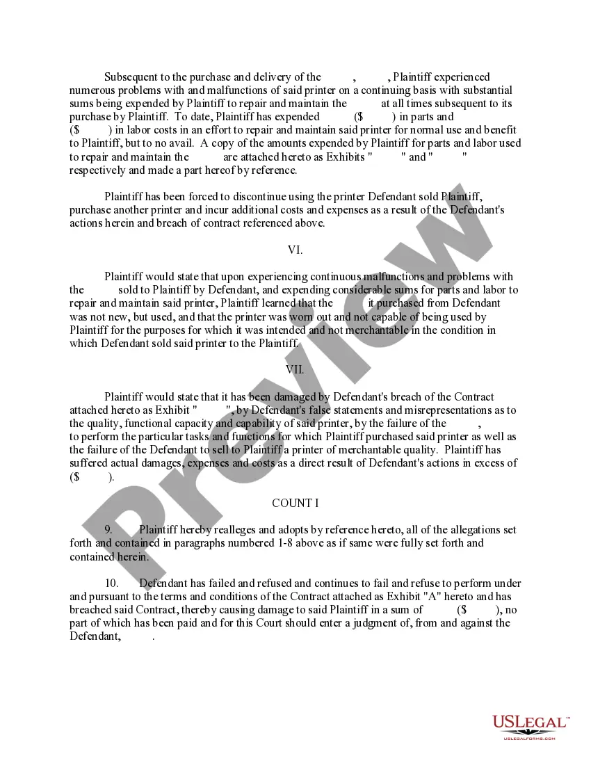 Preview Complaint regarding faulty Printer