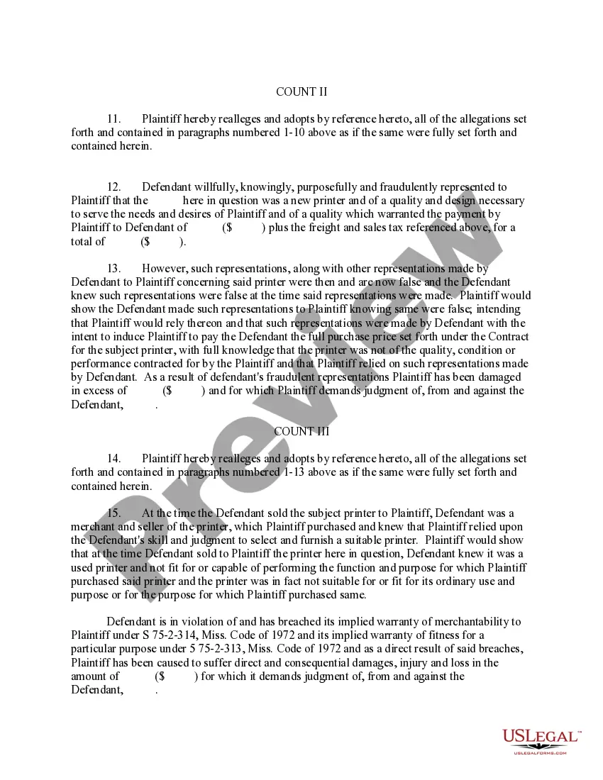 Preview Complaint regarding faulty Printer