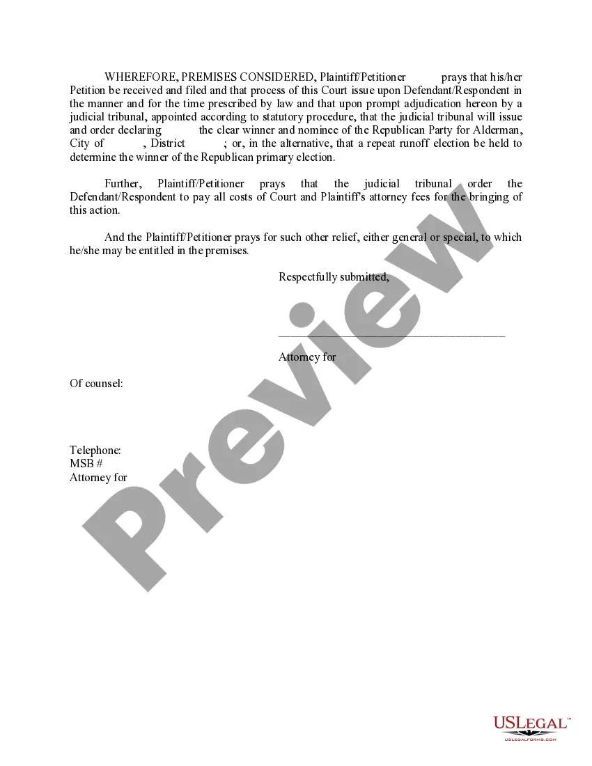 Get Petition for Judicial Review of Primary Election Preview Petition for Judicial Review of Primary Election