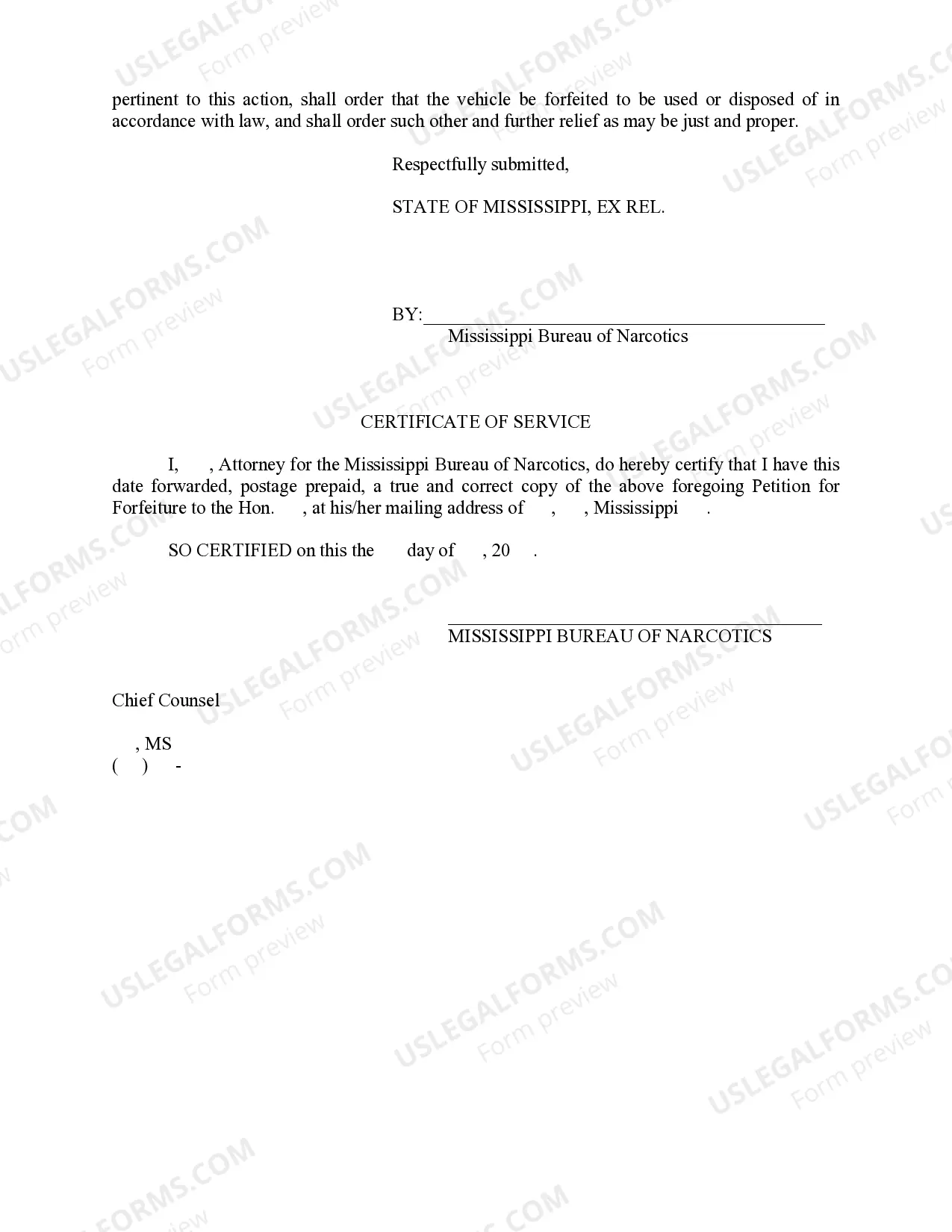 Preview Petition for Forfeiture of Auto - 41-29-101