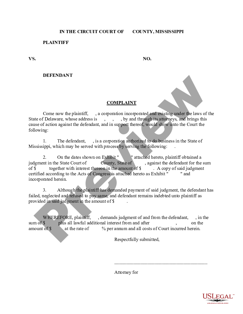 Foreign Judgment Form | US Legal Forms