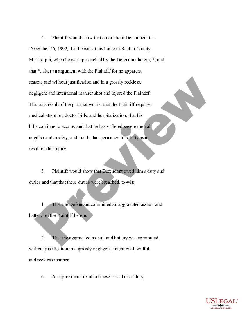 page 1 Complaint for Assault and Battery preview