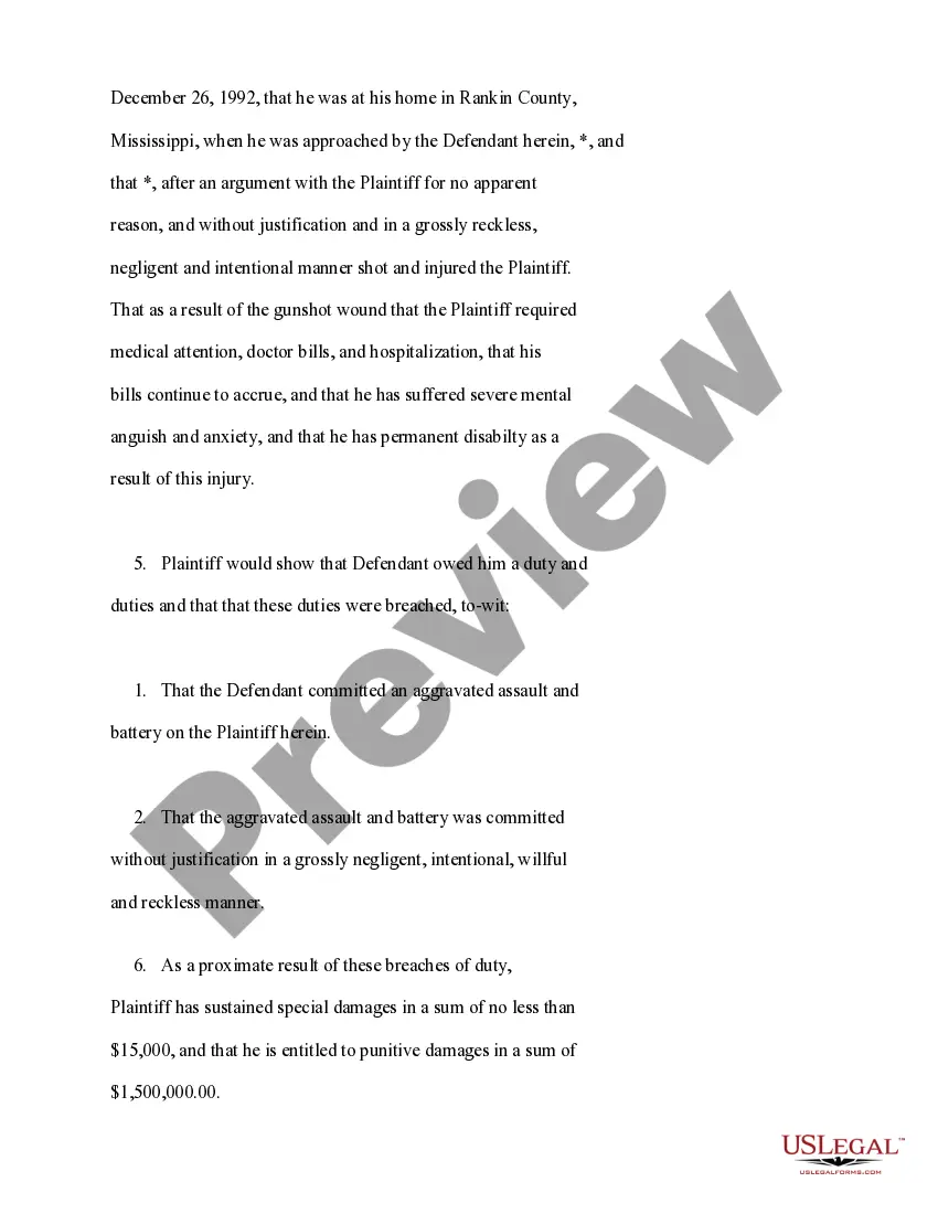 Get Complaint for Assault and Battery Preview Complaint for Assault and Battery