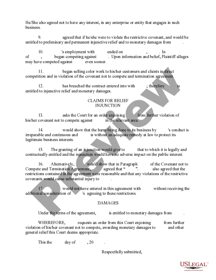 Preview Complaint for Injunction