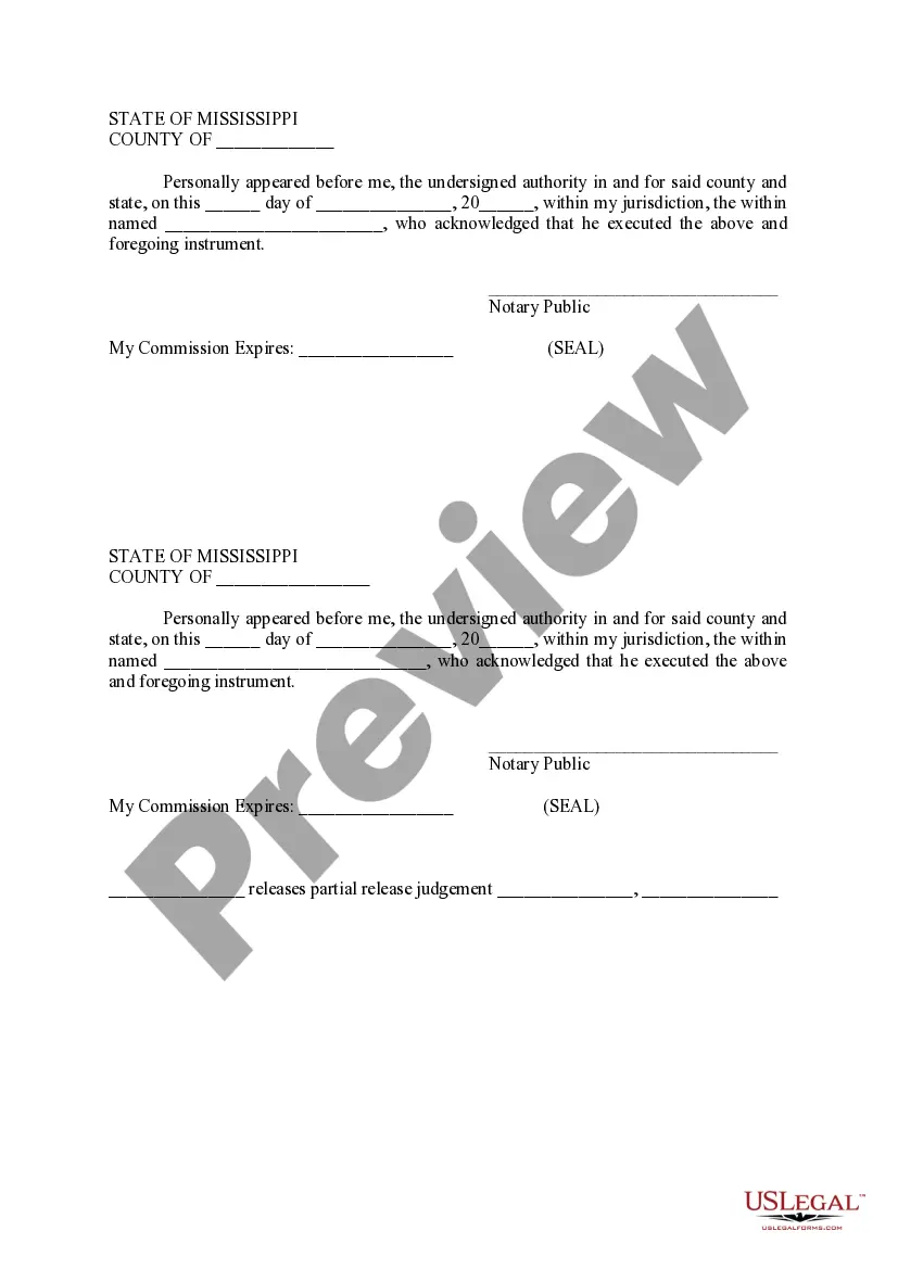 Preview Partial Release from Judgment Lien