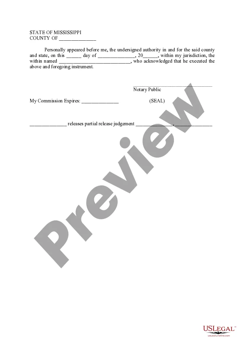 Preview Partial Release from Judgment Lien