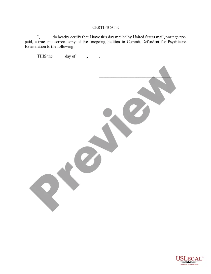 Get Petition to Commit Defendant for Mental Exam Preview Petition to Commit Defendant for Mental Exam