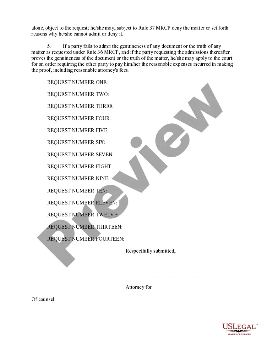 Preview Requests for Admissions