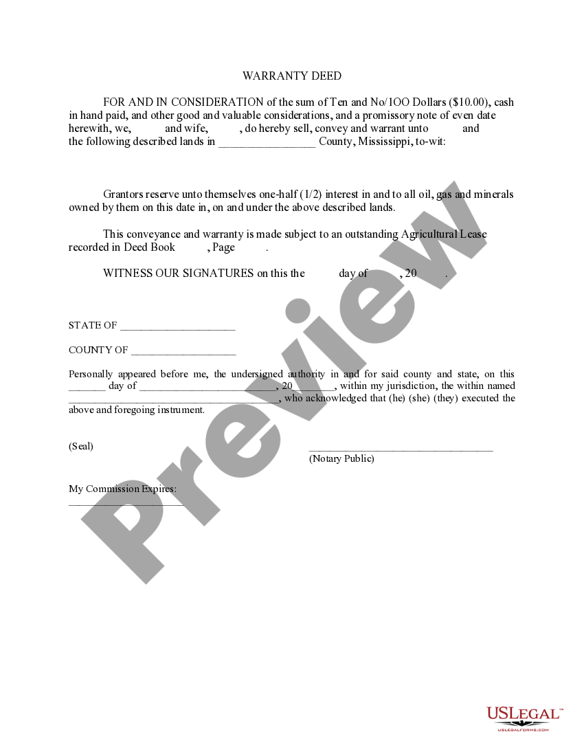 Mississippi Warranty Deed From Couple US Legal Forms