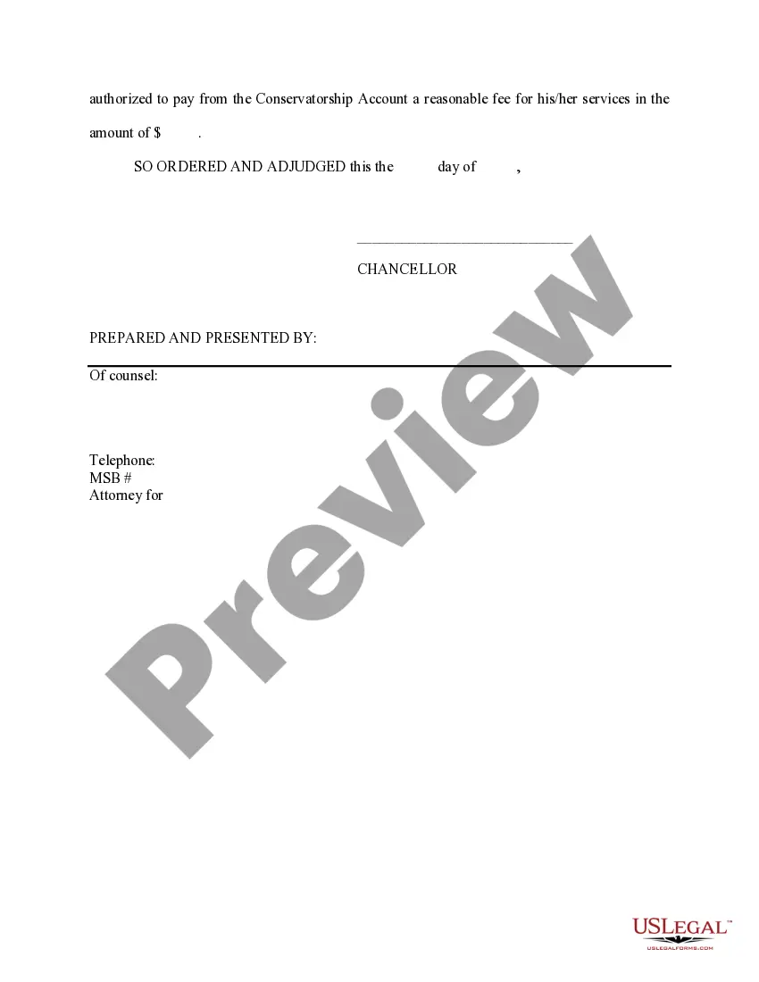 Preview Order Approving Inventory, Petition to Approve Expenses and Monthly Allowances, and for Other Relief