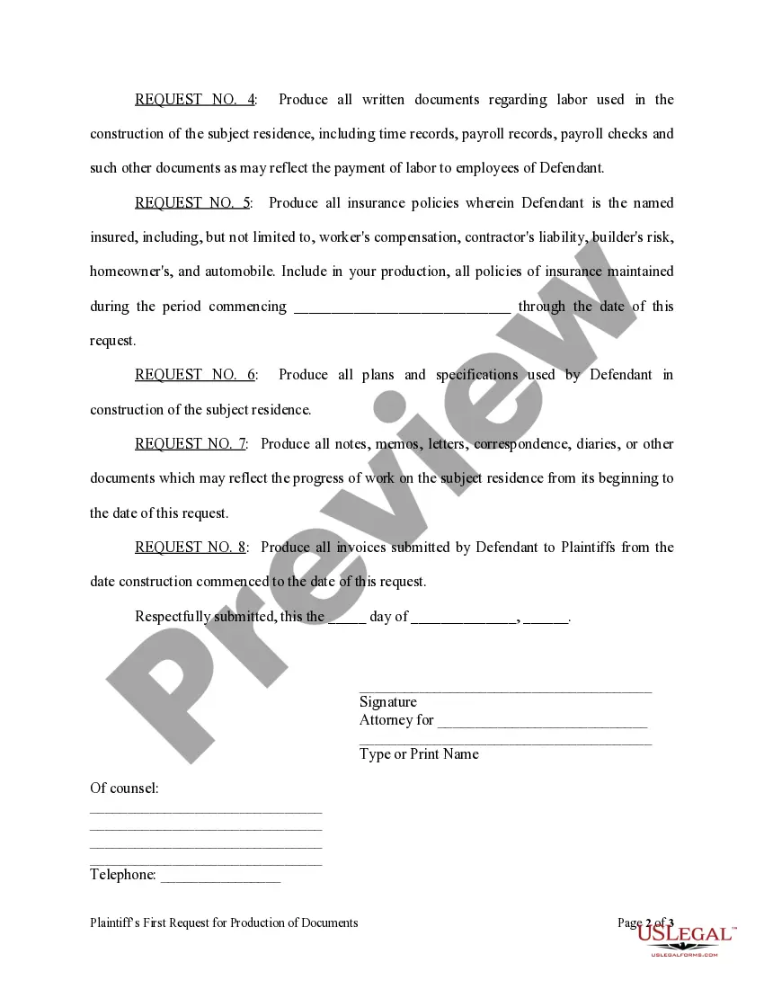 Preview Plaintiff's First Request for Production of Documents - Individual