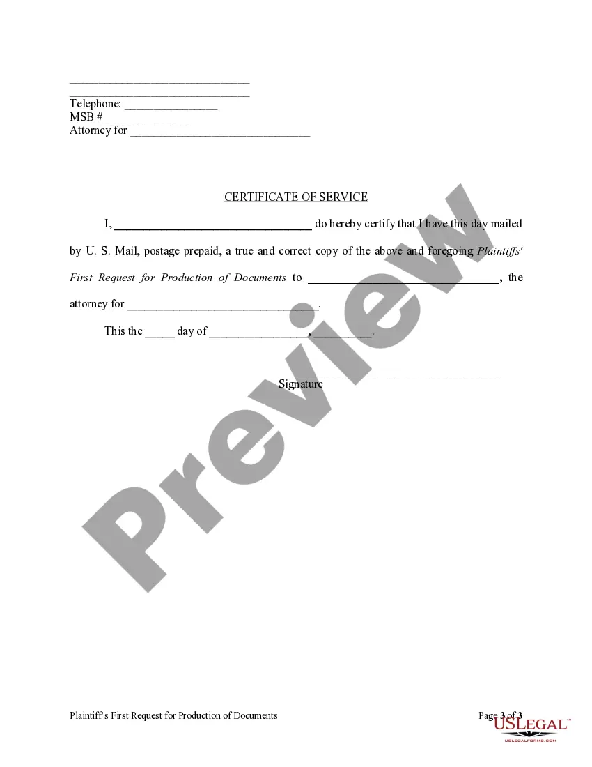Preview Plaintiff's First Request for Production of Documents - Corporation or LLC