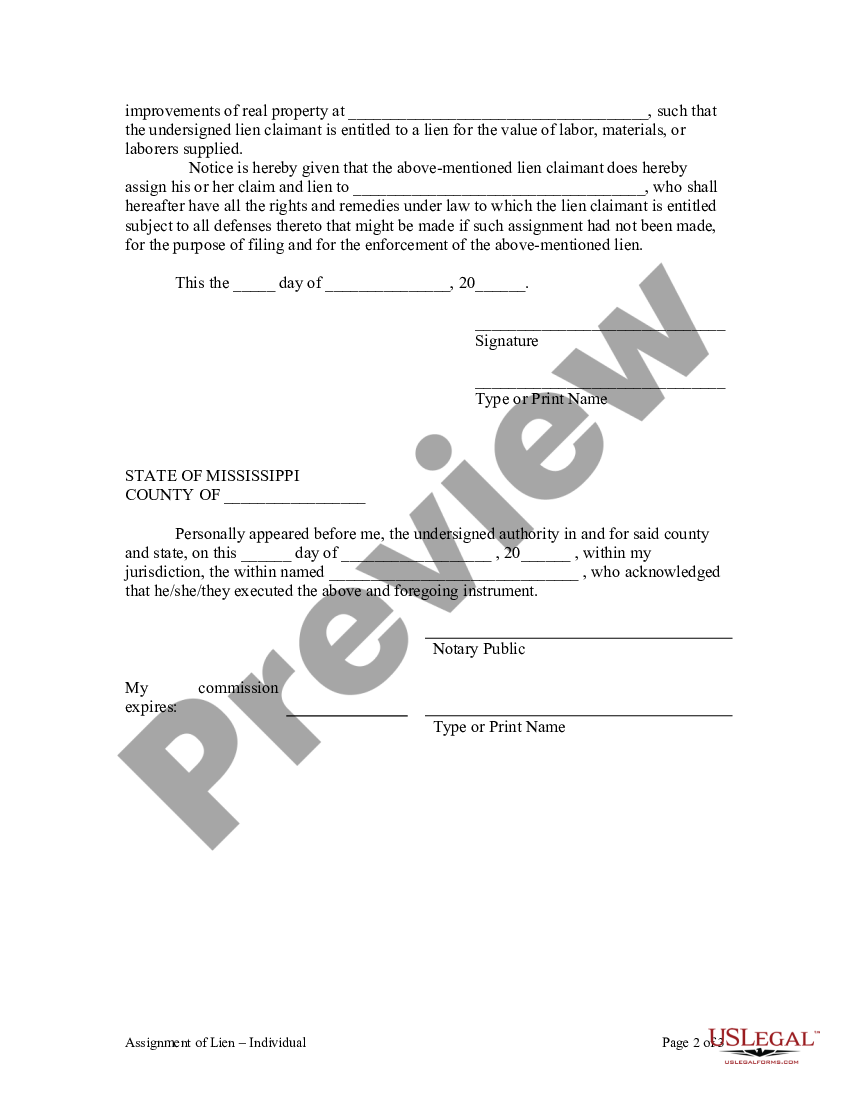 mississippi assignment of lien