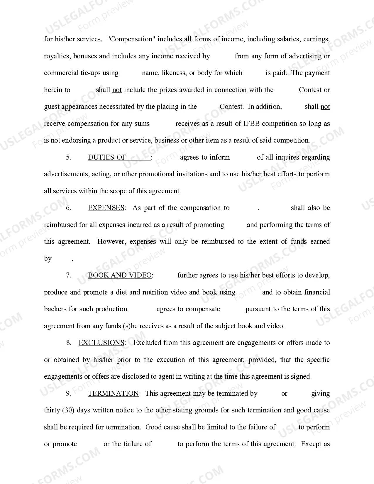 Preview Exclusive Agency Agreement