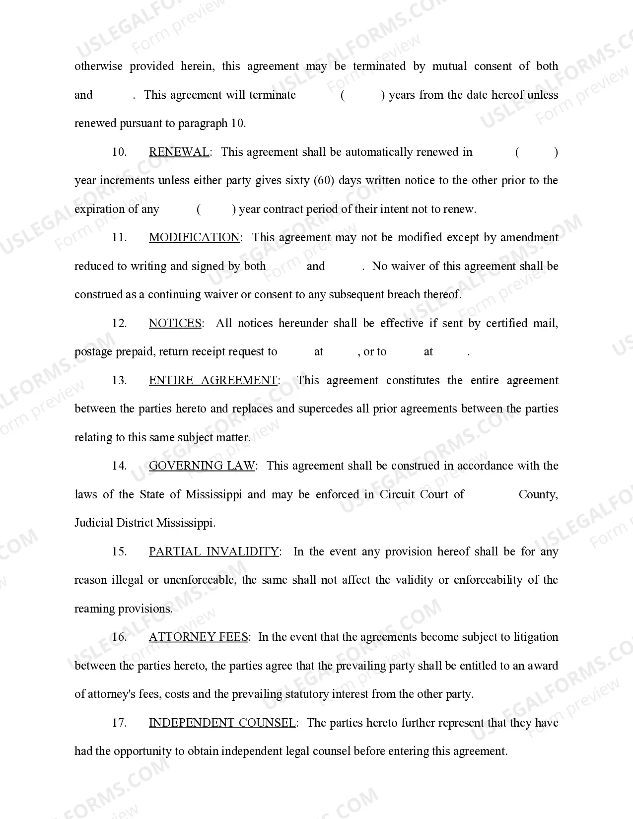 Preview Exclusive Agency Agreement