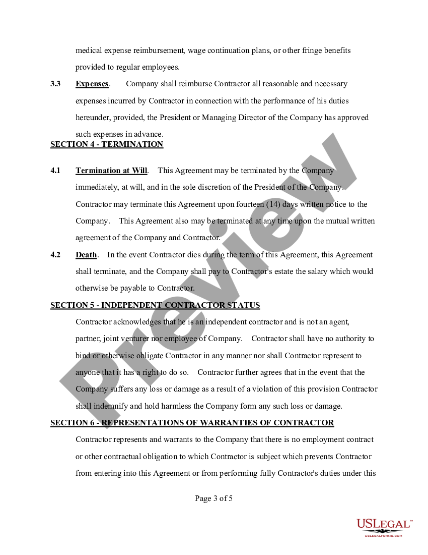 page 2 Self-Employed Independent Contractor Agreement preview