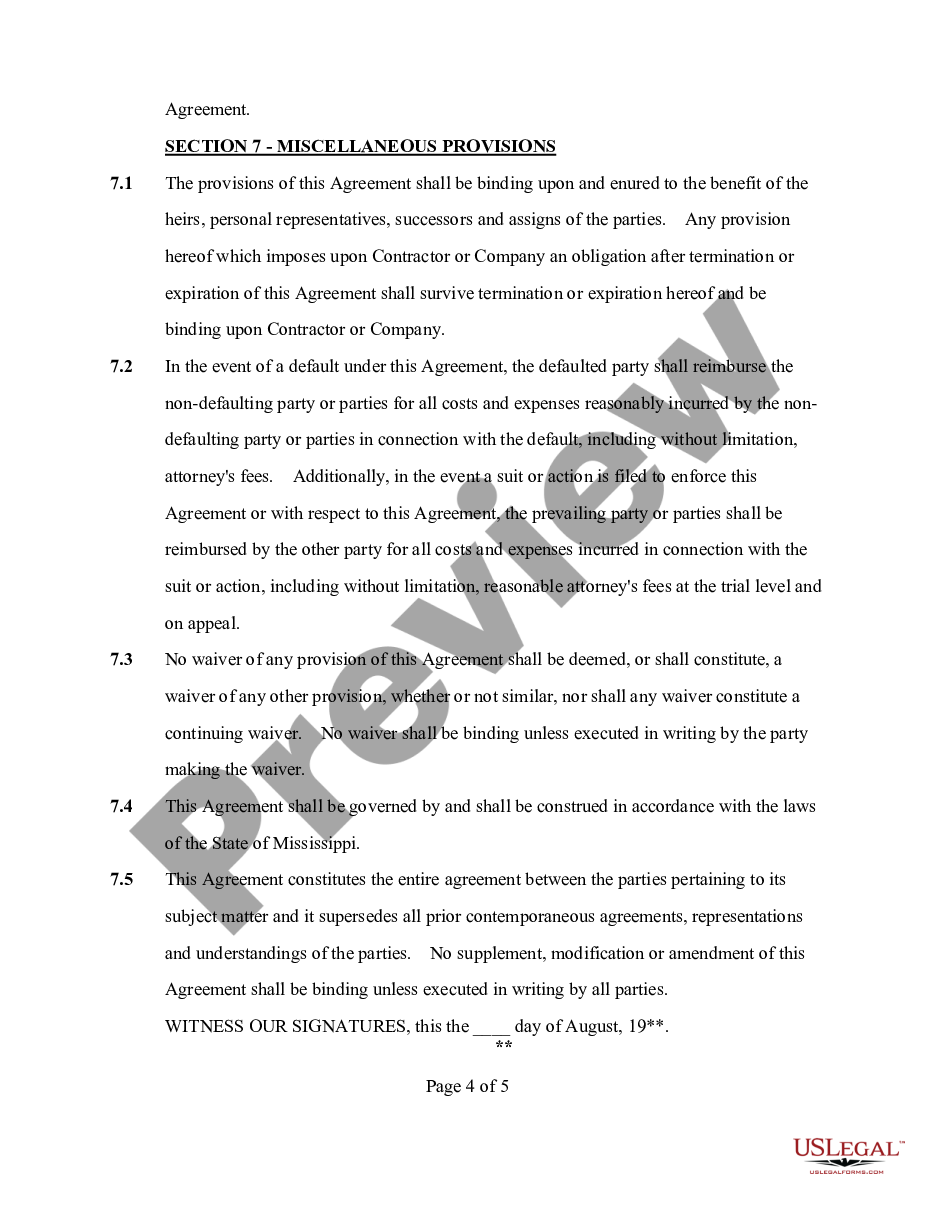 page 3 Self-Employed Independent Contractor Agreement preview