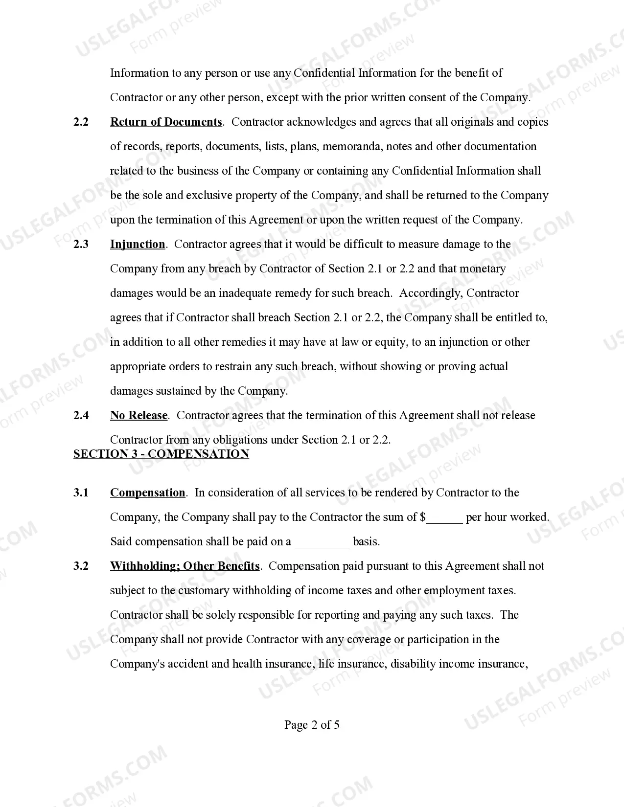 Preview Self-Employed Independent Contractor Agreement