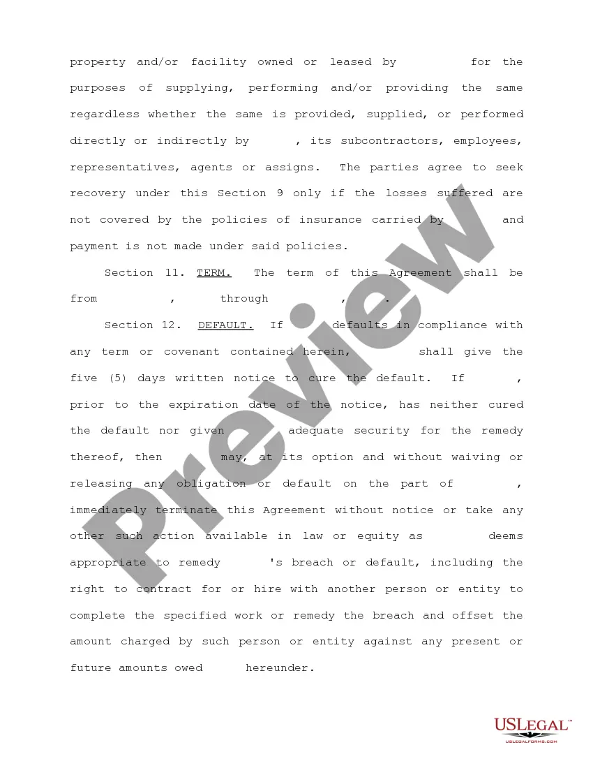 Preview Preventative Maintenance Agreement