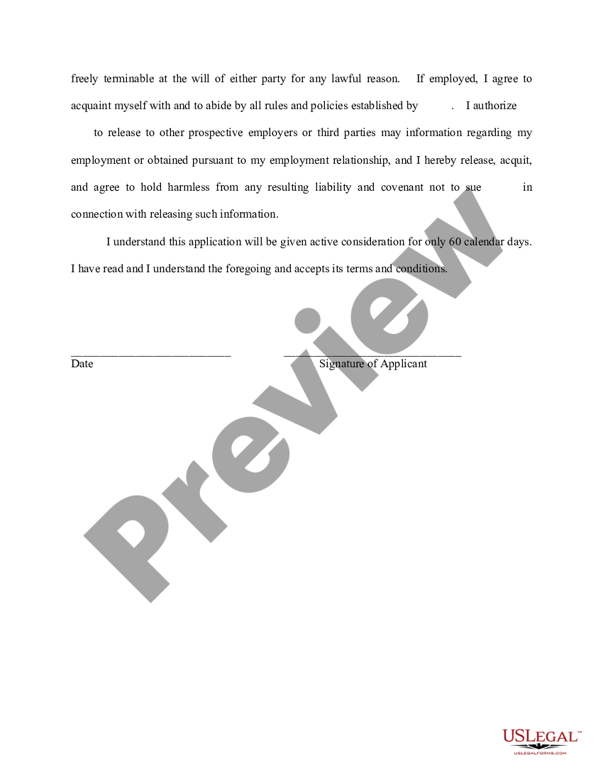 page 1 Release of Credit History and Personal Background to Prospective Employer preview