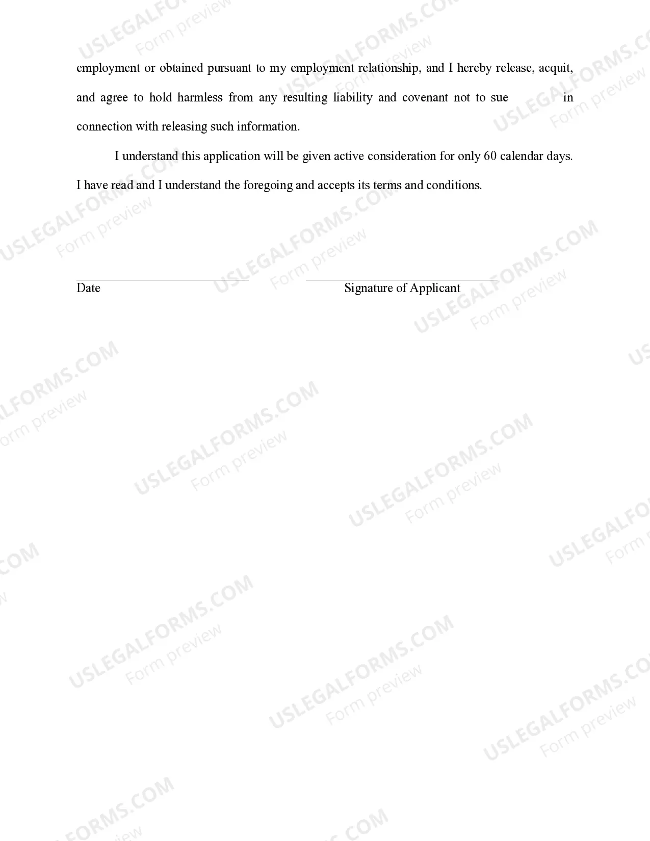 Preview Release of Credit History and Personal Background to Prospective Employer